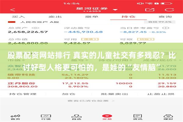 股票配资网站排行 真实的儿童社交有多残忍？比讨好型人格更可怕的，是娃的“友情脑”