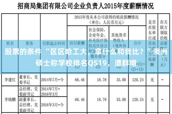 股票的条件 “区区哈工大，拿什么和我比？”澳洲硕士称学校排名QS19，遭群嘲